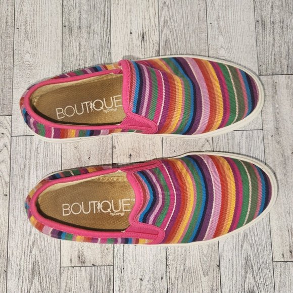 Boutique by Corkys Sneaker Womens Sz 6 Slip-on Multi-Color Striped Artsy Whimsy - Picture 7 of 10